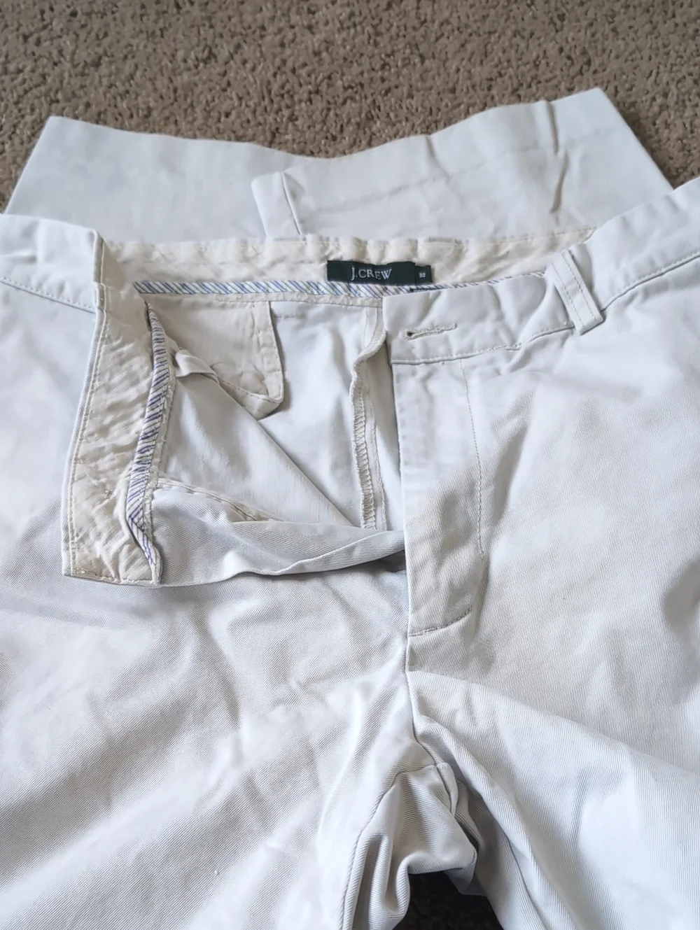 J. Crew Men’s Off-White And Dark Tan Chino Pants